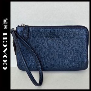 Coach Pebble Leather Double Corner Zip Wristlet F66505